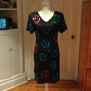 Vintage Styleworks Silk Beaded/Sequinned Midi Dress